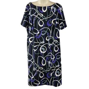 dressbarn Black and Purple Swirl Midi Dress